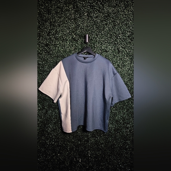 Boohoo Mens Blue and Cream Short Sleeve Tee (Matching Pants Sold Seperate) - Picture 1 of 4